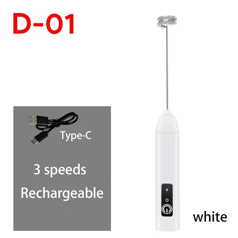 USB Rechargeable Handheld Milk Frother – Mini Milk Frother Wand with 3 Speeds, Portable USB Rechargeable Frother for Cof