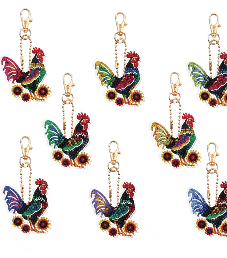 DIY Diamond Art Keychain Set 8 Piece Butterfly and Bird Kit for Adults and Craft Lovers