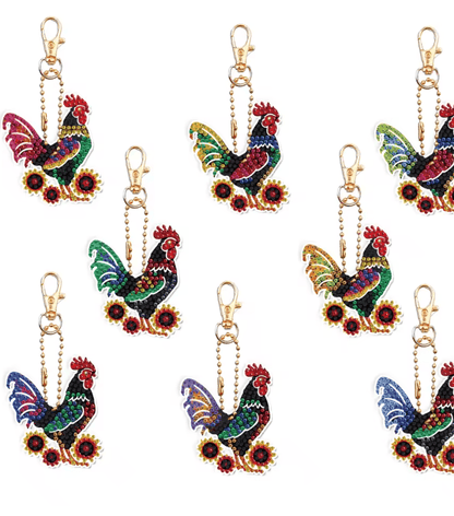 DIY Diamond Art Keychain Set 8 Piece Butterfly and Bird Kit for Adults and Craft Lovers