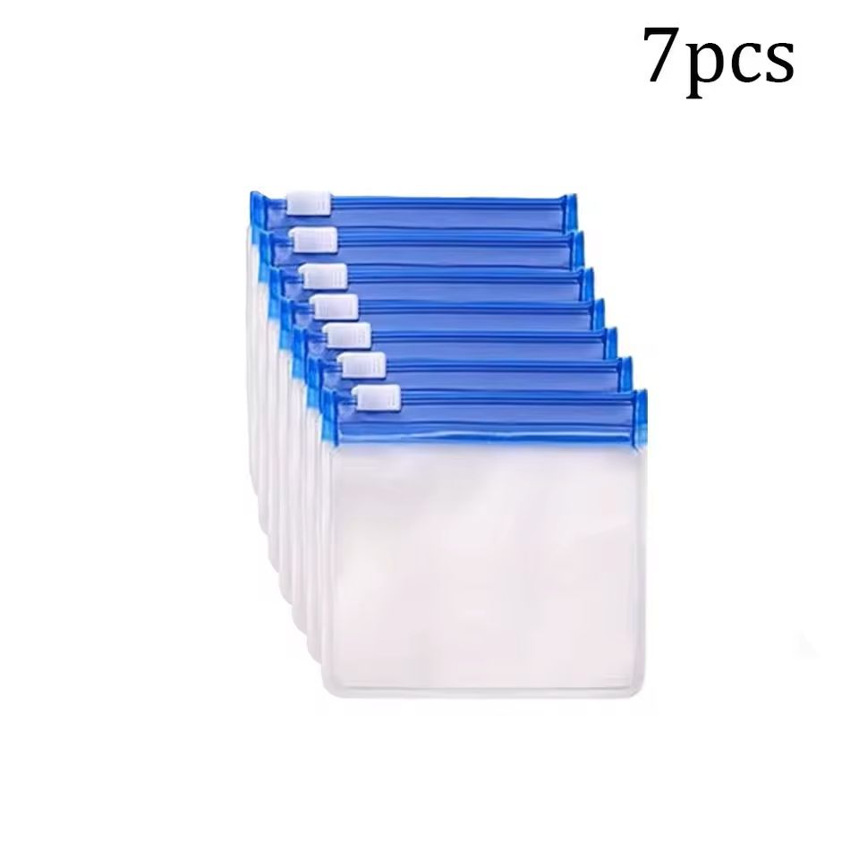 7 Piece Reusable Zippered Pill Pouch Set