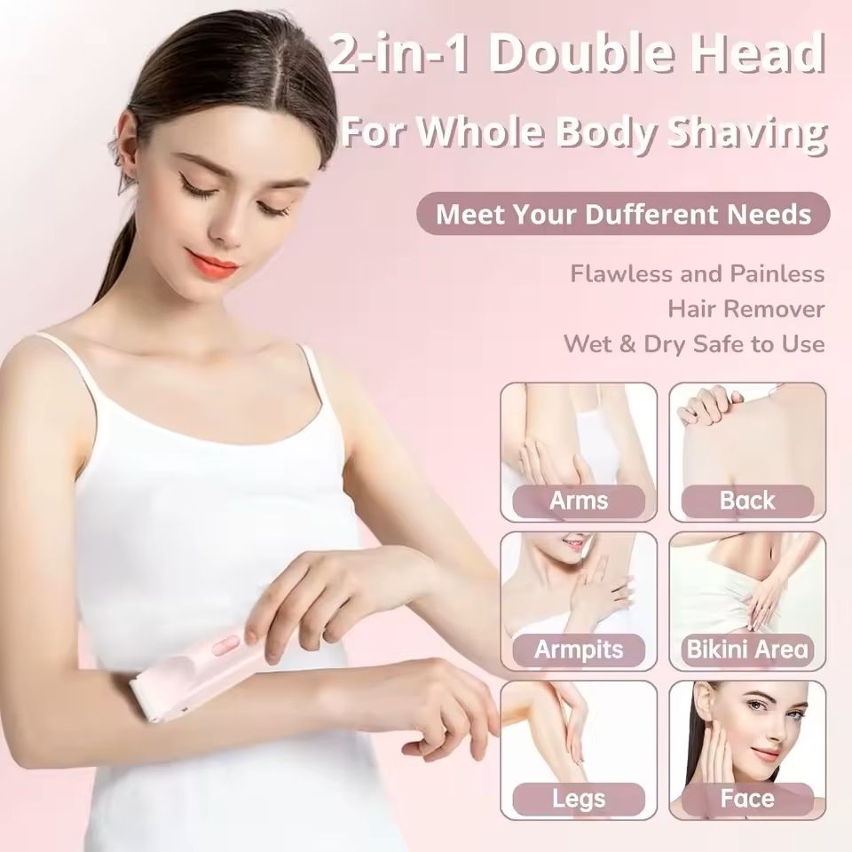 2 in 1 Women Electric Painless Hair Removal Razor and Trimmer