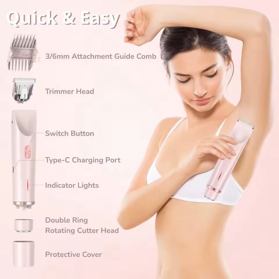 2 in 1 Women Electric Painless Hair Removal Razor and Trimmer