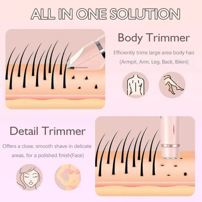 2 in 1 Women Electric Painless Hair Removal Razor and Trimmer