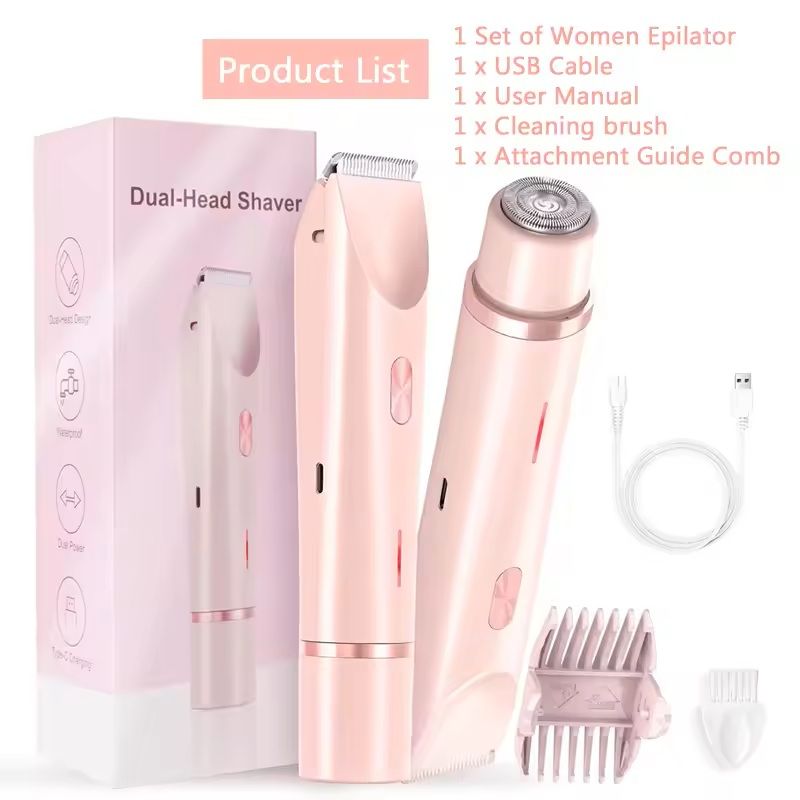 2 in 1 Women Electric Painless Hair Removal Razor and Trimmer