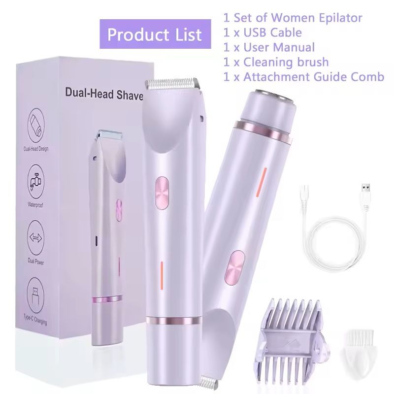 2 in 1 Women Electric Painless Hair Removal Razor and Trimmer