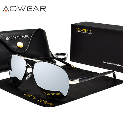 Men's Aviation Sunglasses, Men Polarized Mirror Lens HD Driving Pilot Sun Glasses for Man