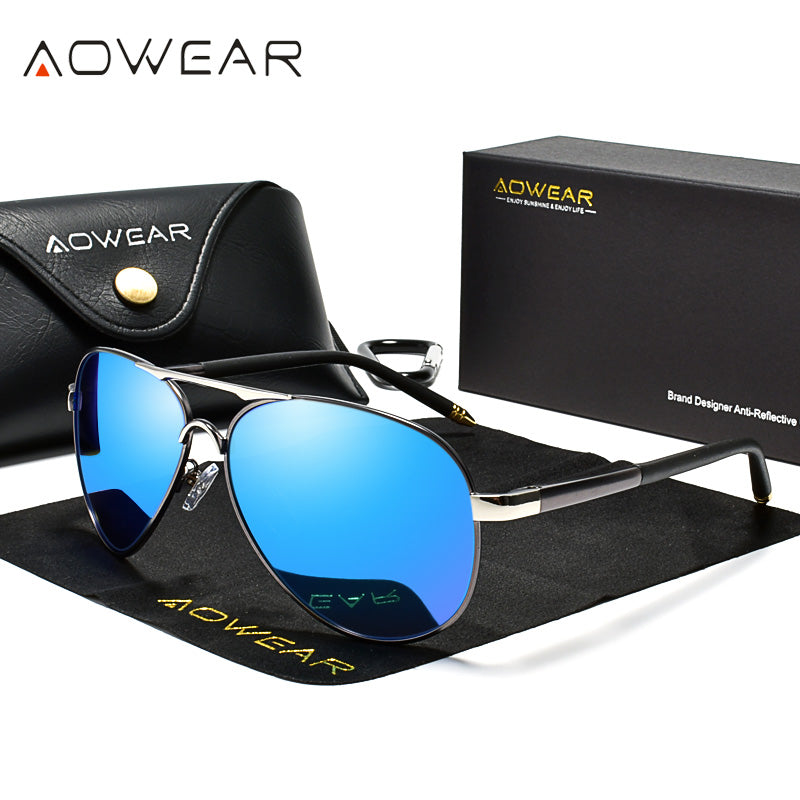 Men's Aviation Sunglasses, Men Polarized Mirror Lens HD Driving Pilot Sun Glasses for Man