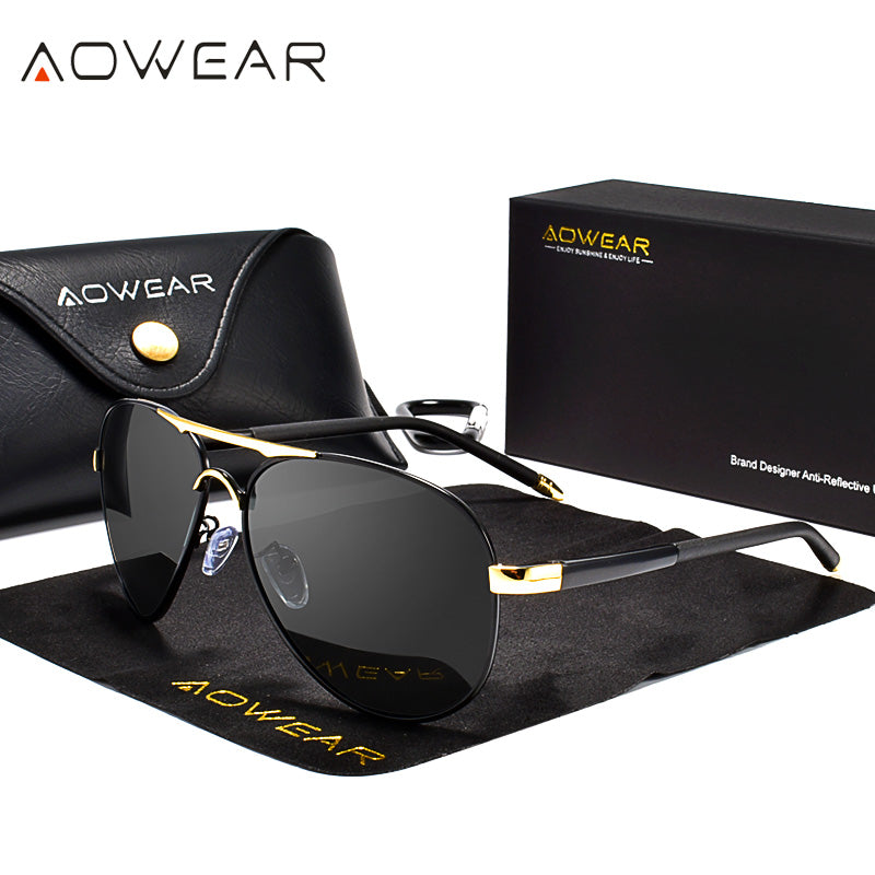 Men's Aviation Sunglasses, Men Polarized Mirror Lens HD Driving Pilot Sun Glasses for Man