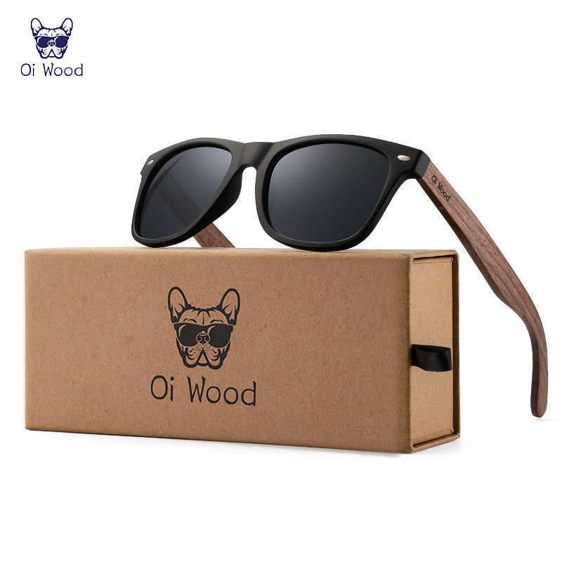 Natural Wooden Sunglasses Men Polarized, Fashion Sun Glasses Original Wood TR90 Frames with UV400 Protection