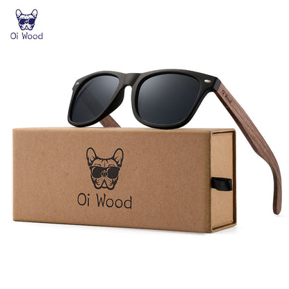 Natural Wooden Sunglasses Men Polarized, Fashion Sun Glasses Original Wood TR90 Frames with UV400 Protection