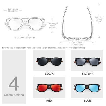 Natural Wooden Sunglasses Men Polarized, Fashion Sun Glasses Original Wood TR90 Frames with UV400 Protection