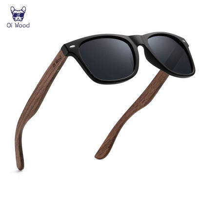 Natural Wooden Sunglasses Men Polarized, Fashion Sun Glasses Original Wood TR90 Frames with UV400 Protection