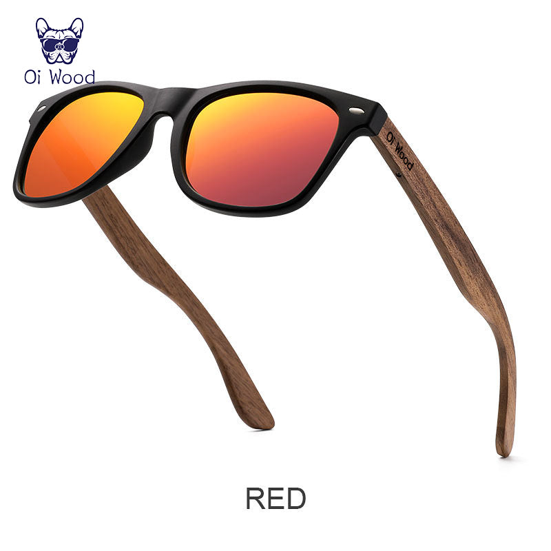 Natural Wooden Sunglasses Men Polarized, Fashion Sun Glasses Original Wood TR90 Frames with UV400 Protection