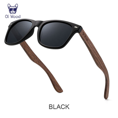 Natural Wooden Sunglasses Men Polarized, Fashion Sun Glasses Original Wood TR90 Frames with UV400 Protection