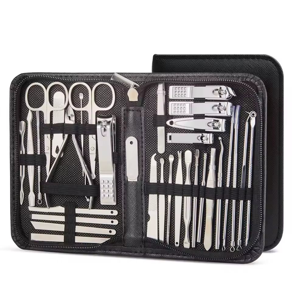 Professional Stainless Steel Manicure and Pedicure Set Grooming Kit with Scissors and Nail Tools