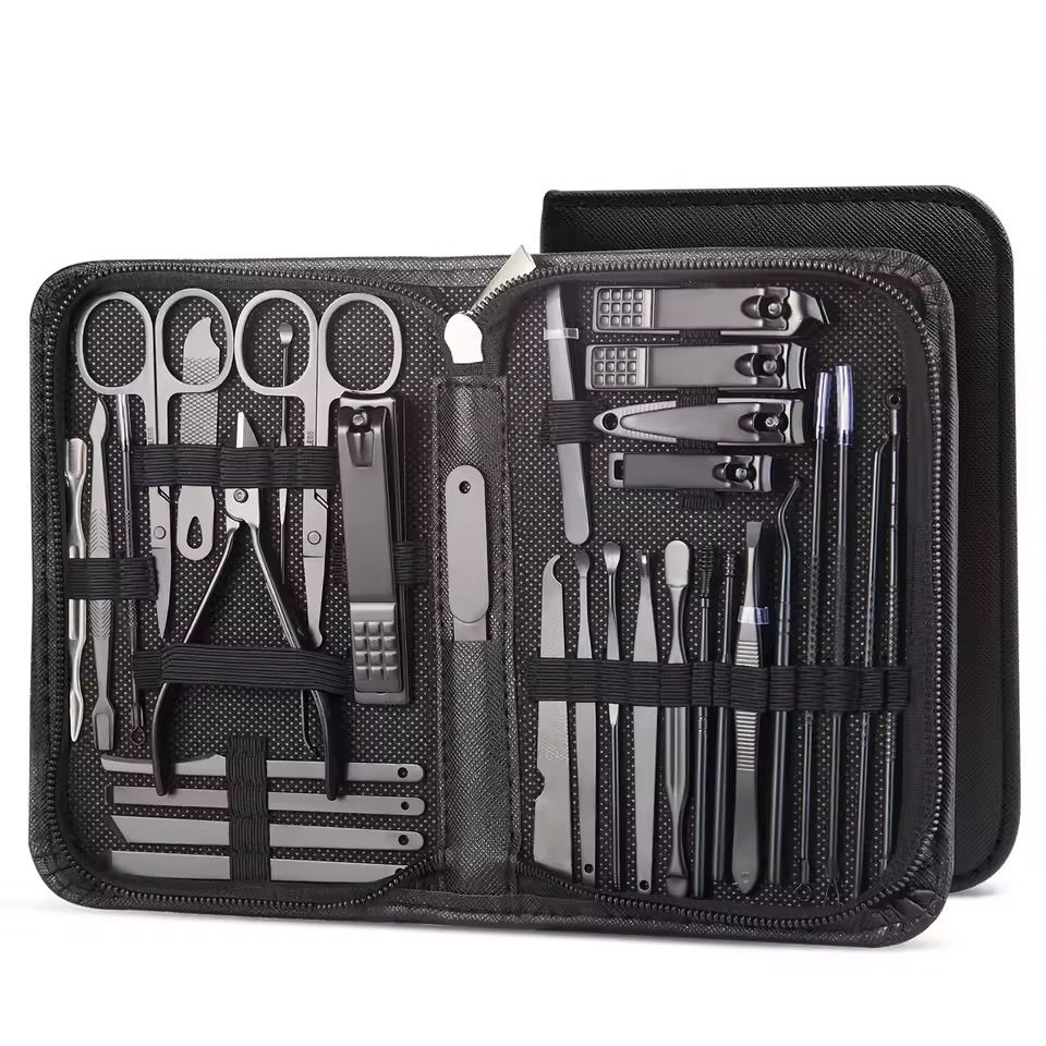 Professional Stainless Steel Manicure and Pedicure Set Grooming Kit with Scissors and Nail Tools