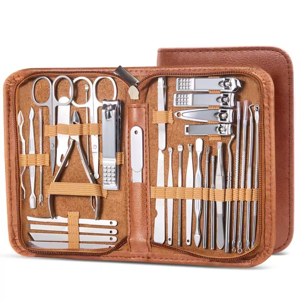 Professional Stainless Steel Manicure and Pedicure Set Grooming Kit with Scissors and Nail Tools