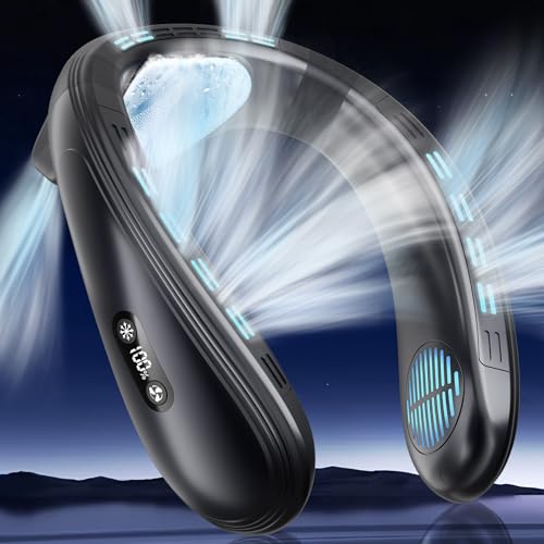 Portable Neck Air Conditioner Fan, Wearable Bladeless Cooling Fan, Rechargeable Personal Semiconductor Cooler