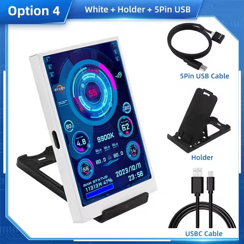 3.5 Inch USB Type-C Secondary Display for CPU GPU RAM Monitoring