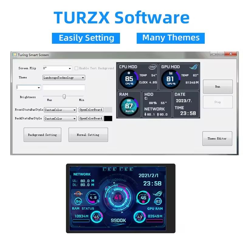 3.5 Inch USB Type-C Secondary Display for CPU GPU RAM Monitoring