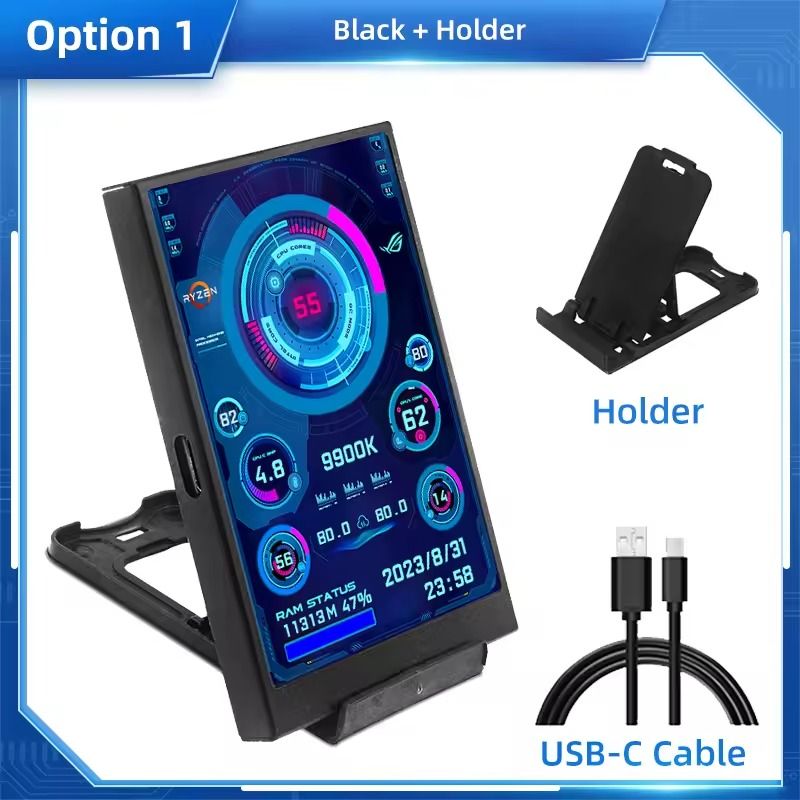 3.5 Inch USB Type-C Secondary Display for CPU GPU RAM Monitoring