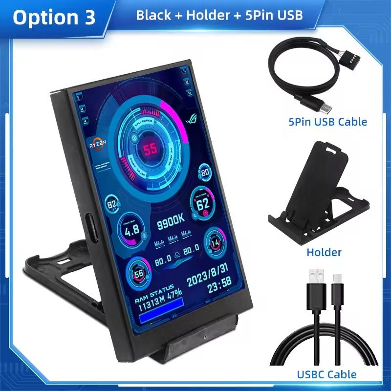 3.5 Inch USB Type-C Secondary Display for CPU GPU RAM Monitoring