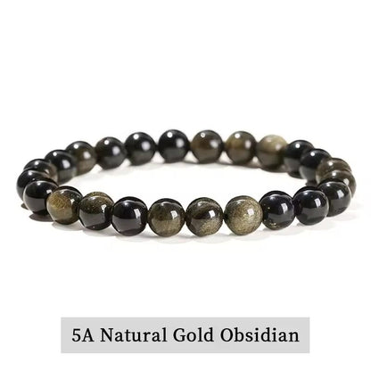 Natural Stone Bead Bracelet with Amethyst Tiger Eye and Crystal Quartz