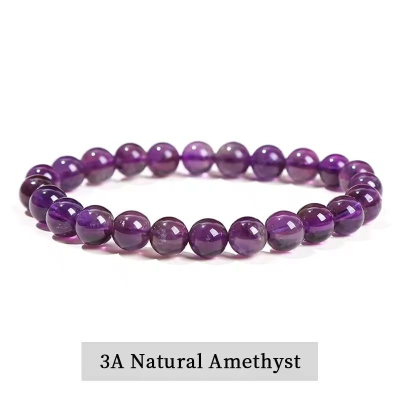 Natural Stone Bead Bracelet with Amethyst Tiger Eye and Crystal Quartz