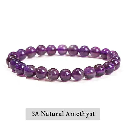 Natural Stone Bead Bracelet with Amethyst Tiger Eye and Crystal Quartz