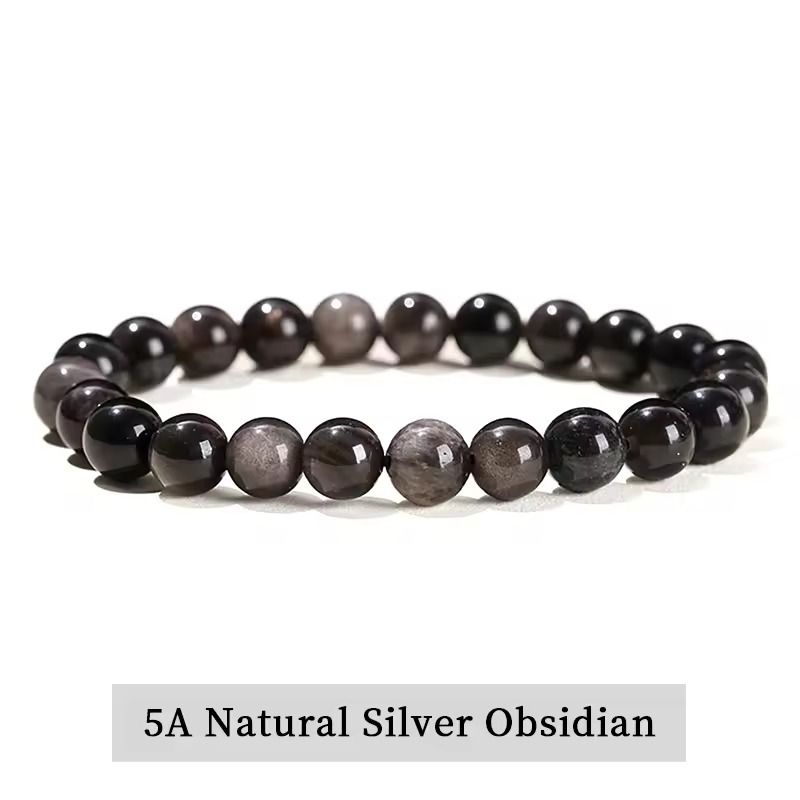 Natural Stone Bead Bracelet with Amethyst Tiger Eye and Crystal Quartz
