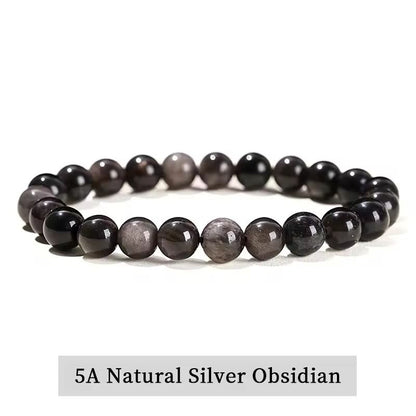 Natural Stone Bead Bracelet with Amethyst Tiger Eye and Crystal Quartz