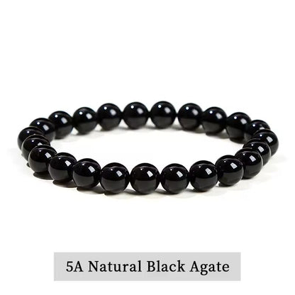 Natural Stone Bead Bracelet with Amethyst Tiger Eye and Crystal Quartz