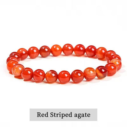 Natural Stone Bead Bracelet with Amethyst Tiger Eye and Crystal Quartz