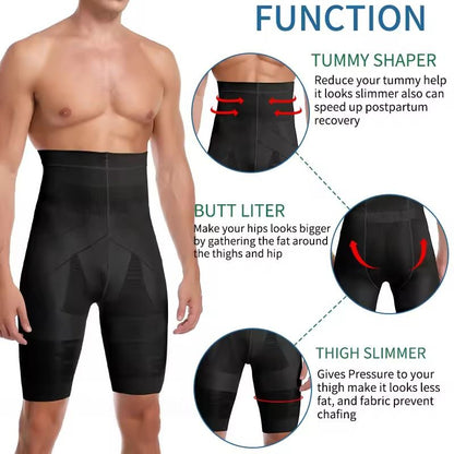 Mens High Waist Tummy Control Compression Shorts for Slimming and Core Support