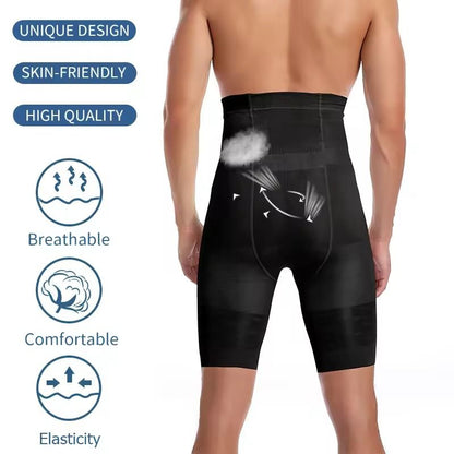 Mens High Waist Tummy Control Compression Shorts for Slimming and Core Support