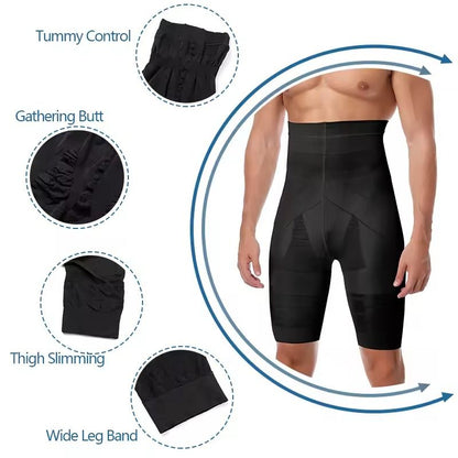 Mens High Waist Tummy Control Compression Shorts for Slimming and Core Support