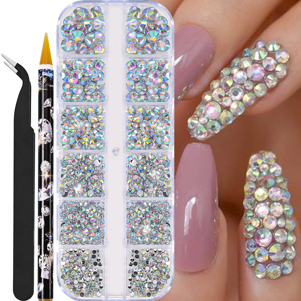White Flatback Pearls Beads Nail Charms, 3D Nail Art Half Round Pearl Rhinestones for DIY Nail Jewelry & Craft