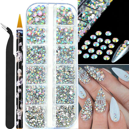 White Flatback Pearls Beads Nail Charms, 3D Nail Art Half Round Pearl Rhinestones for DIY Nail Jewelry & Craft