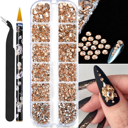 White Flatback Pearls Beads Nail Charms, 3D Nail Art Half Round Pearl Rhinestones for DIY Nail Jewelry & Craft