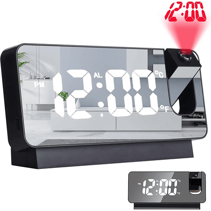 180 Degree Projection LED Alarm Clock with USB Charging and Ceiling Display