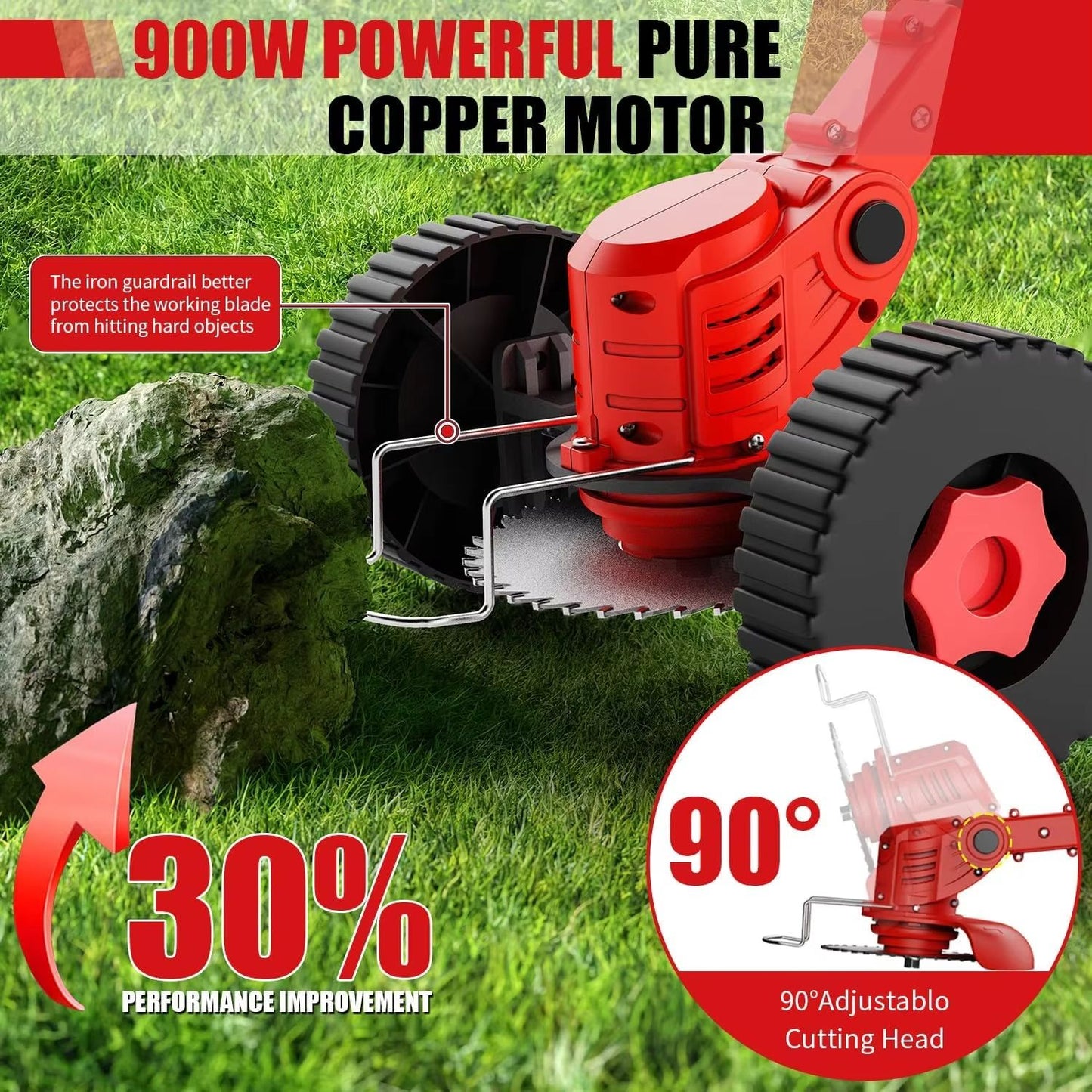 Premium 3-in-1 Cordless Lawn Trimmer and Weed Wacker with Dual Batteries – Grass Edger and Brush Cutter
