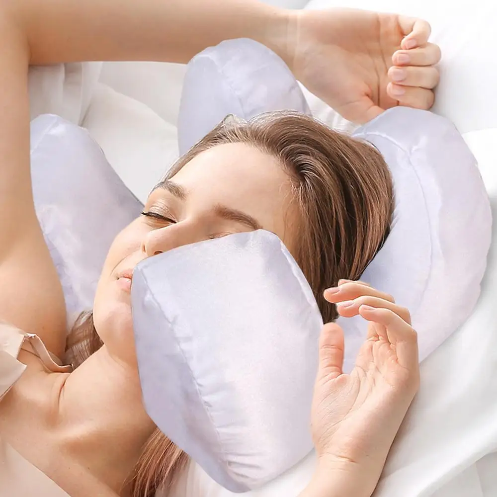 Luxury Memory Foam Face Pillow with Free White Satin Pillowcase for Beauty Sleep, Anti Wrinkles Aging Support