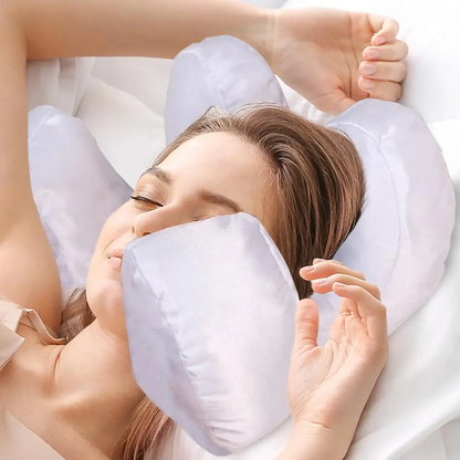 Luxury Memory Foam Face Pillow with Free White Satin Pillowcase for Beauty Sleep, Anti Wrinkles Aging Support