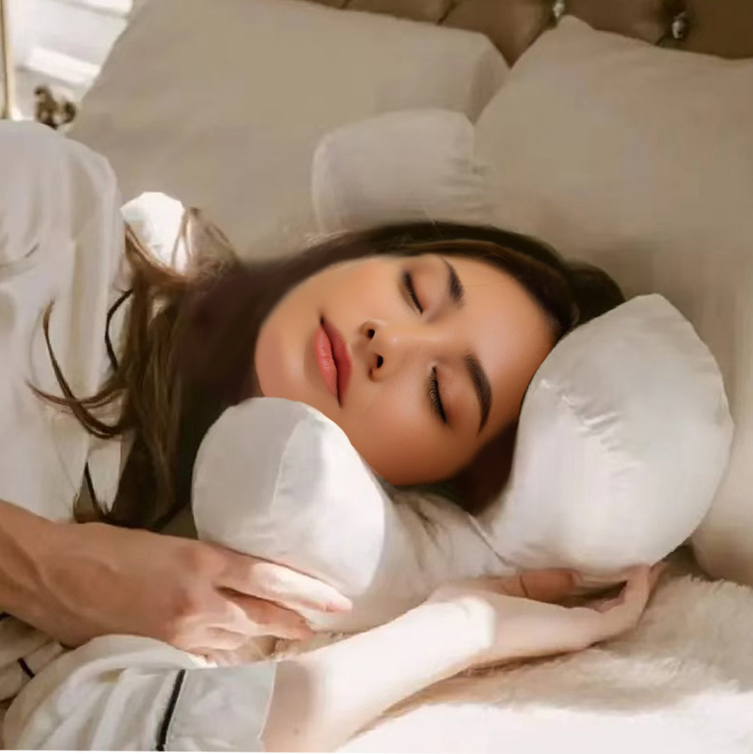 Luxury Memory Foam Face Pillow with Free White Satin Pillowcase for Beauty Sleep, Anti Wrinkles Aging Support