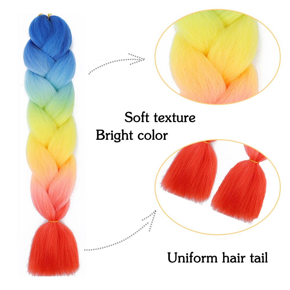 Jumbo Braids Extensions Synthetic Braiding Hair Kanekalon Afro Ombre Color Hair for Kids Children Crochet Twist Braid
