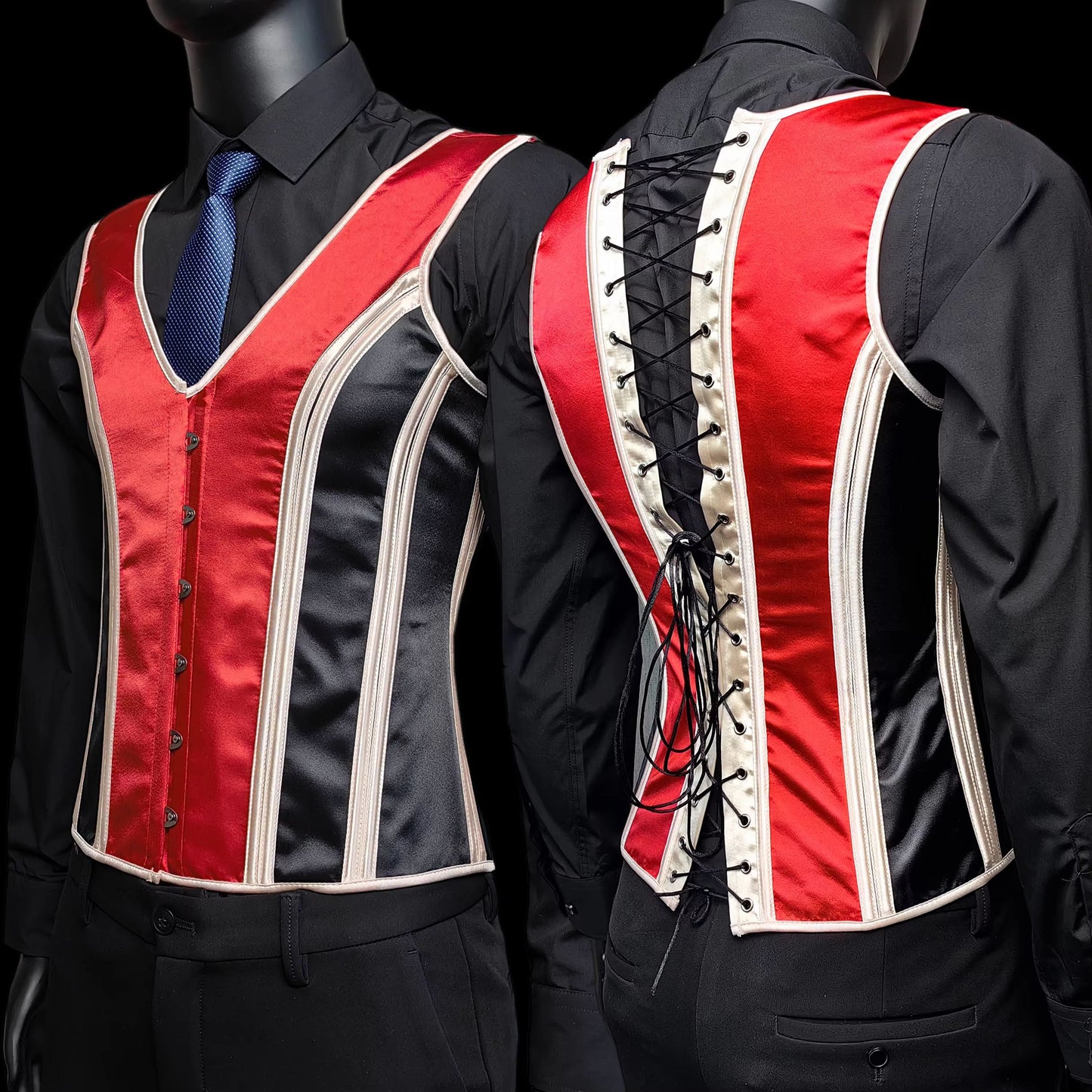 Elegant Renaissance Mens Waist Cincher Steel-Boned Medieval Corset Vest for Stomach Control