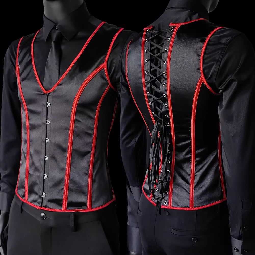 Elegant Renaissance Mens Waist Cincher Steel-Boned Medieval Corset Vest for Stomach Control