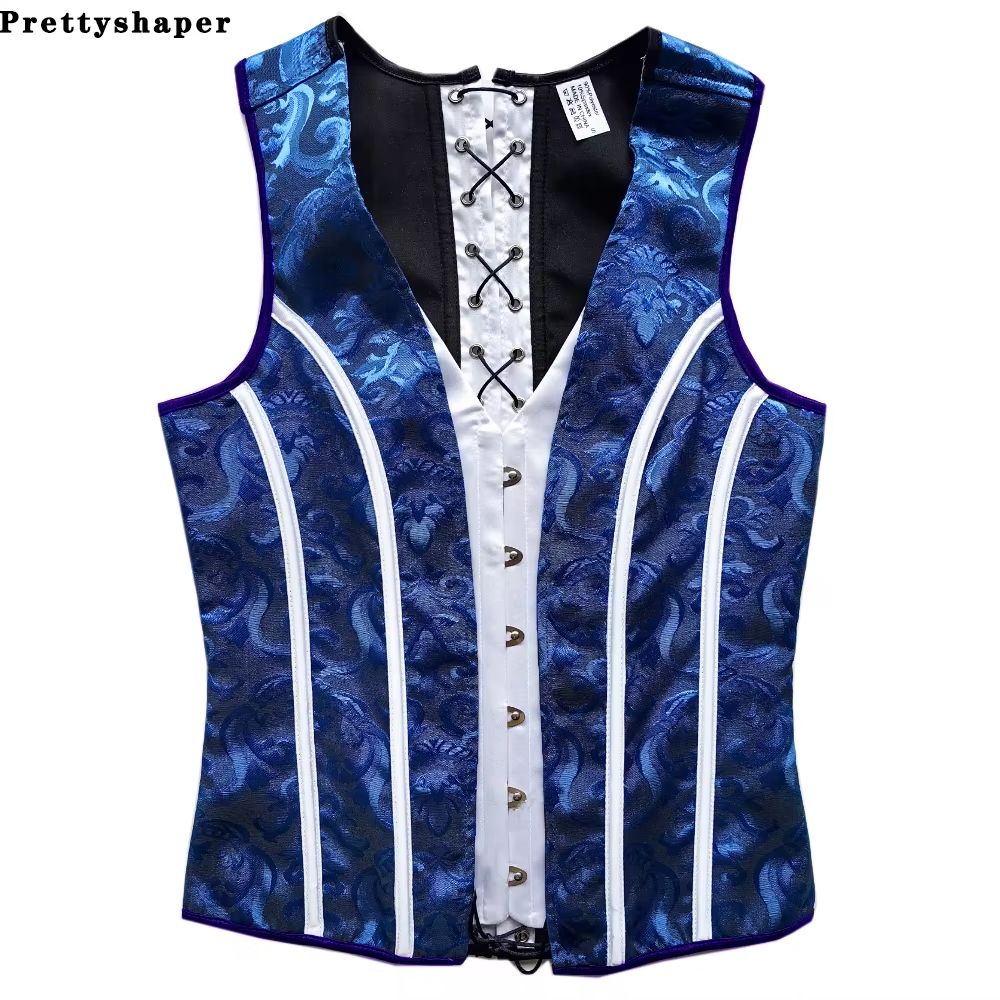 Elegant Renaissance Mens Waist Cincher Steel-Boned Medieval Corset Vest for Stomach Control