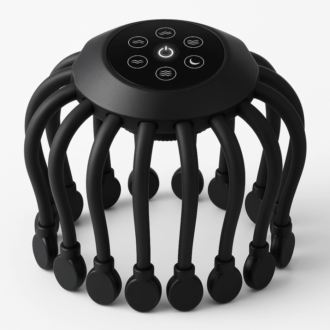Smart TMS Vibration Scalp Head Massager with Red Light, Octopus Massage Machine for Stress Relief