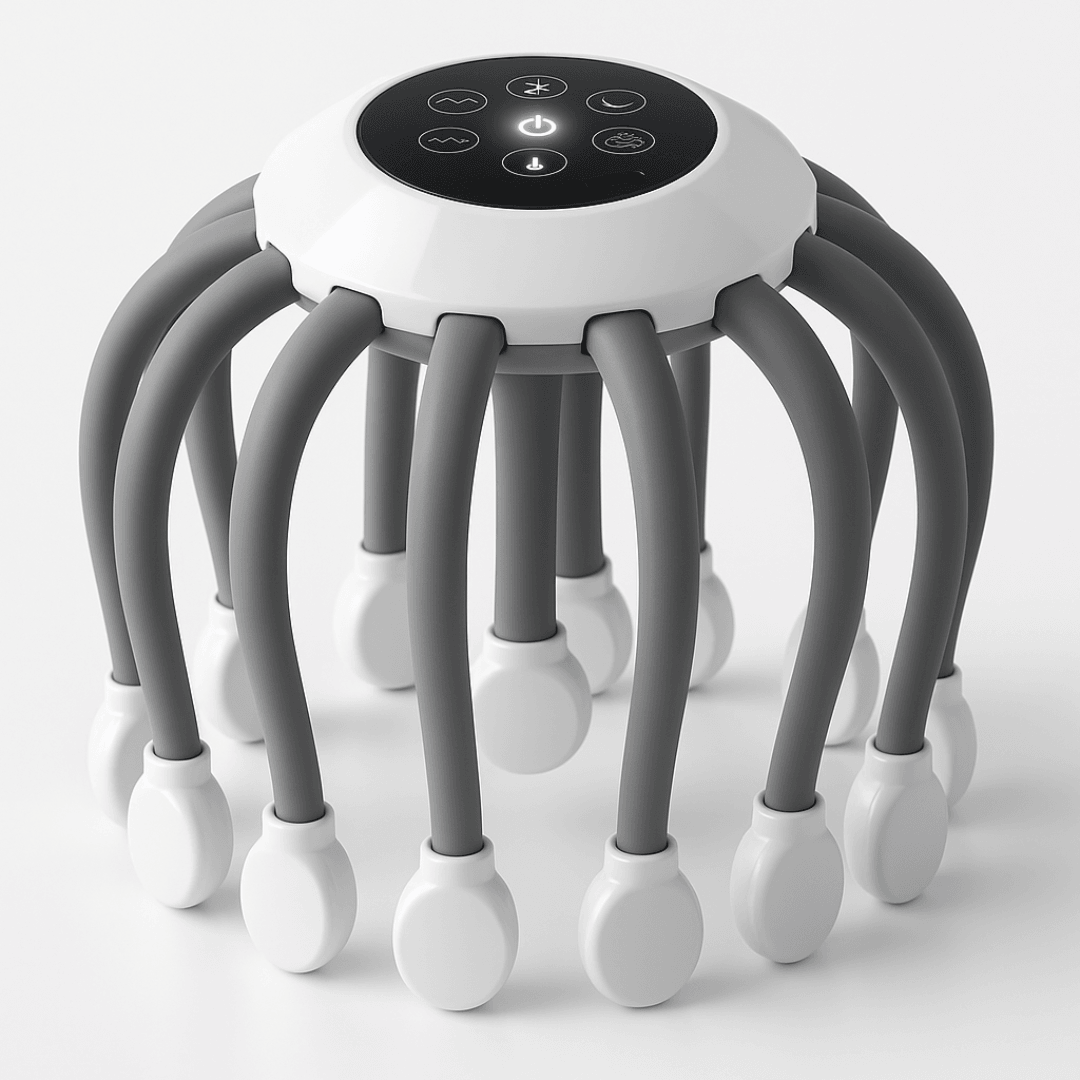 Smart TMS Vibration Scalp Head Massager with Red Light, Octopus Massage Machine for Stress Relief